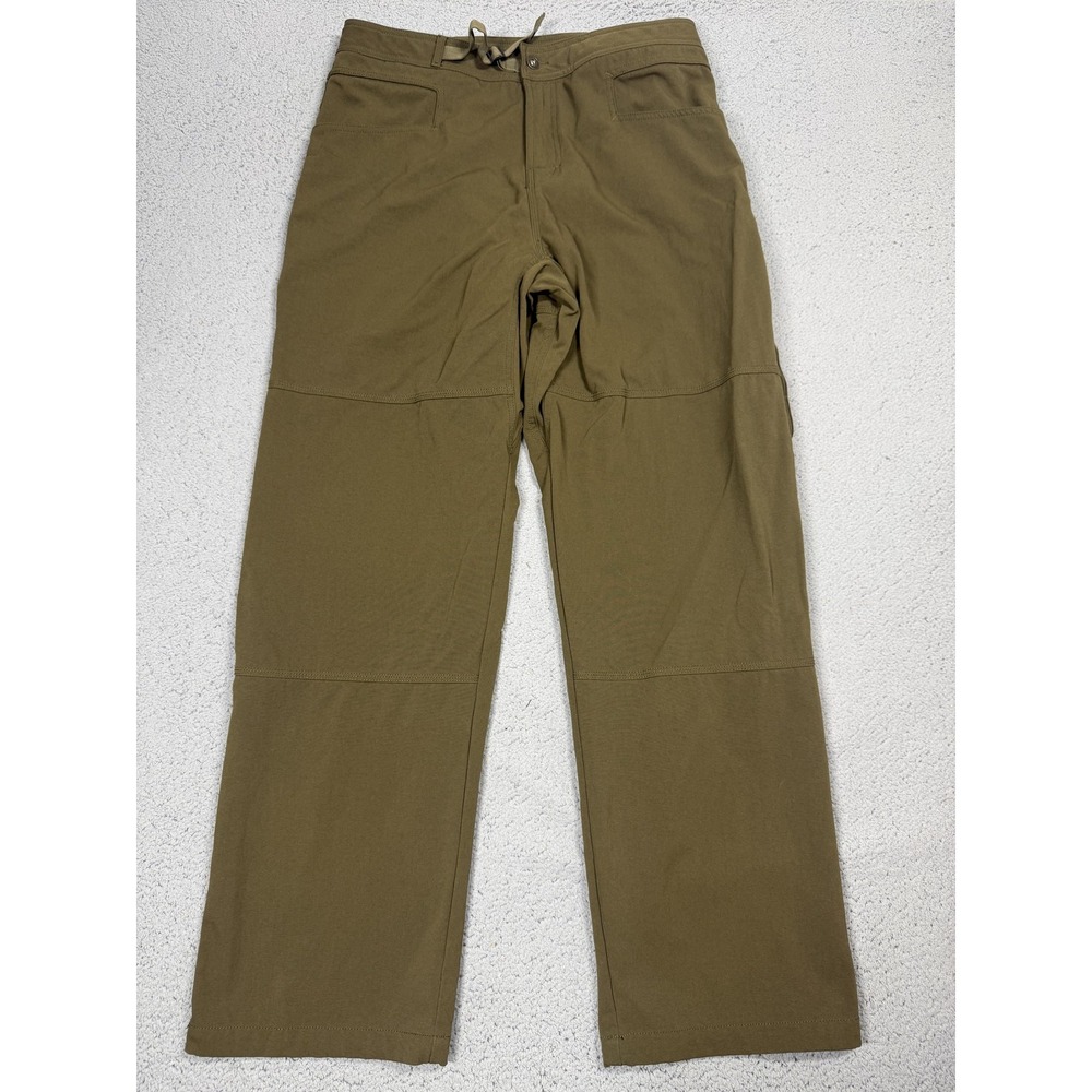 PrAna Pants Mens XL Brown Khakis Breathe Hiking Nylon Belted Adjustable Waist